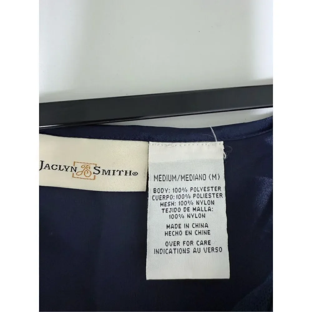 VTG Jaclyn Smith Studio Intimates Blue Satin Nightgown Adjustable Straps Size M